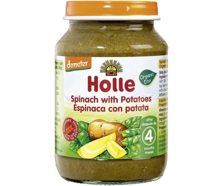Puré-tarrito espinacas con patata demete 190 gr Holle