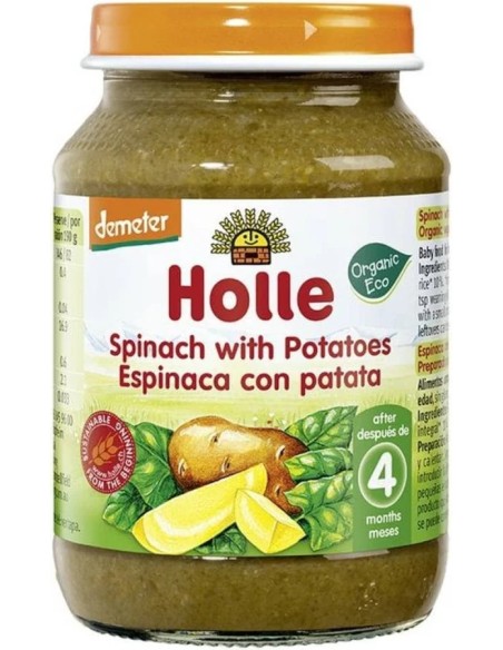Puré-tarrito espinacas con patata demete 190 gr Holle