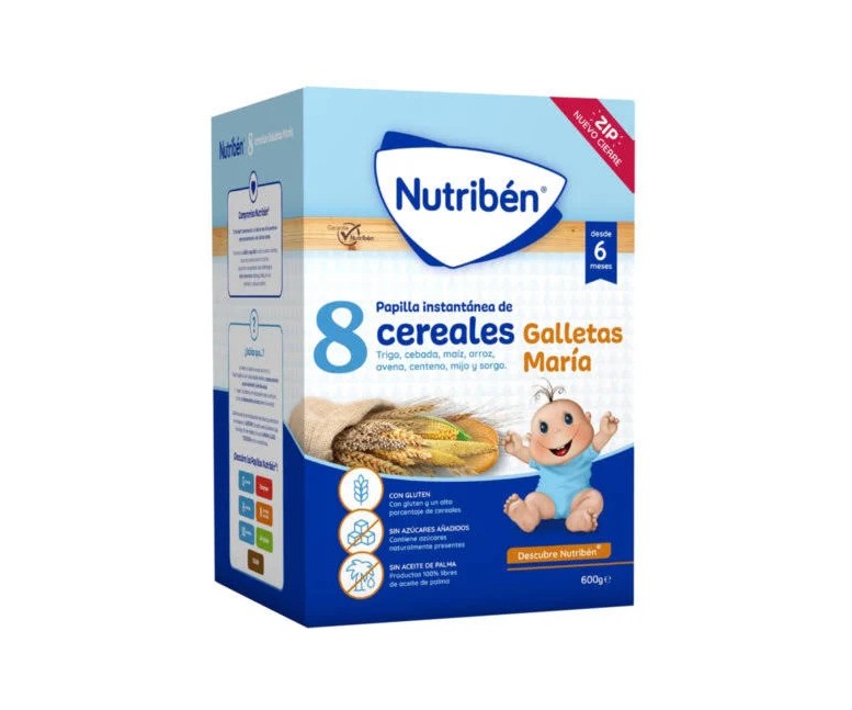 Nutribén 8 cereales galletas maría 600 gr Nutriben