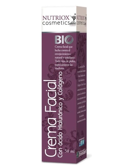 Crema facial ácido hialurónico y colágeno bio 50 ml Nutriox