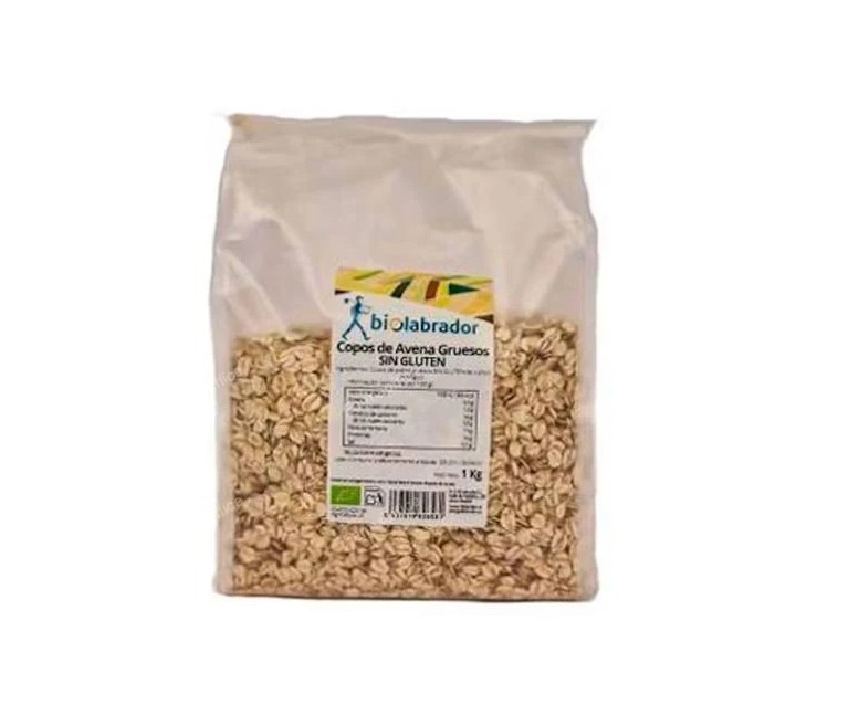 Copos de avena gruesos sin gluten 500 gr Biolabrador