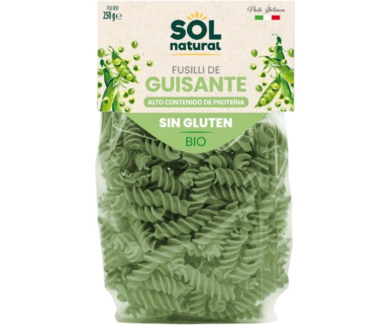 Fusilli de guisante sin gluten bio 250 gr Sol Natural