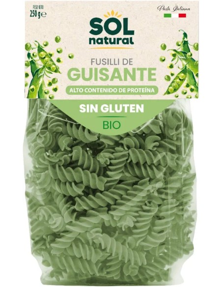Fusilli de guisante sin gluten bio 250 gr Sol Natural