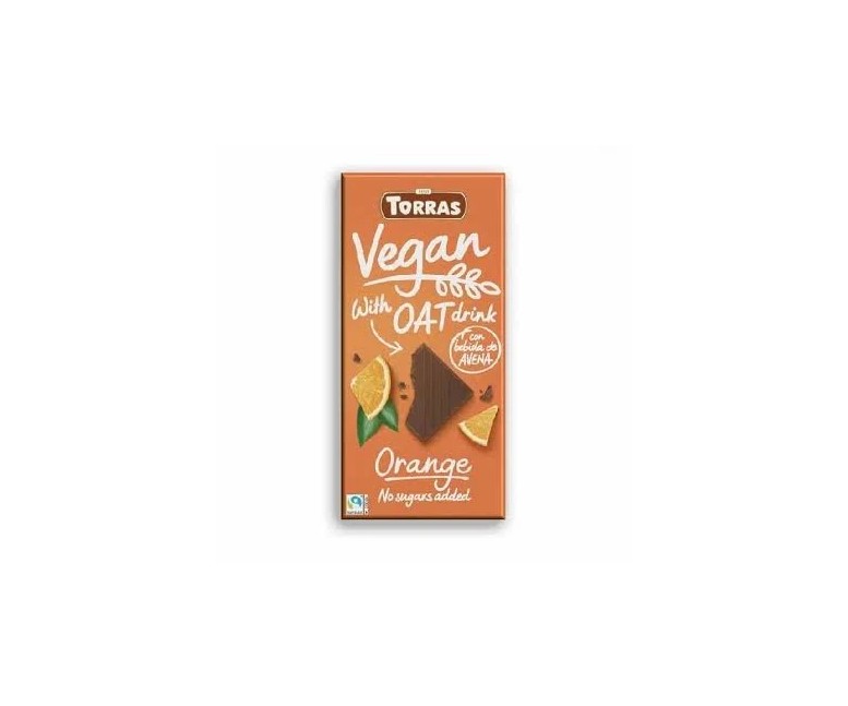 Chocolate con bebida avena-naranja vegan 100 gr Torras