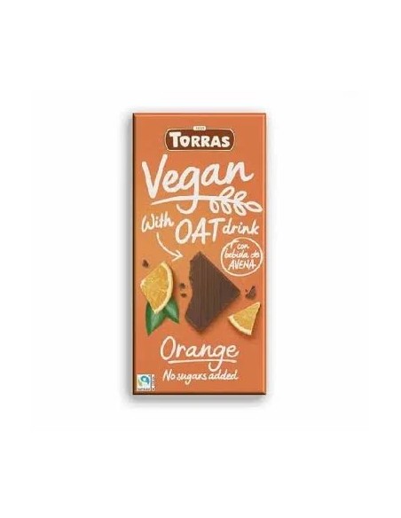 Chocolate con bebida avena-naranja vegan 100 gr Torras