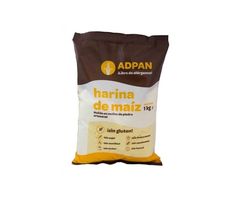 Harina de maíz molida en molino de piedra 1 kg Adpan