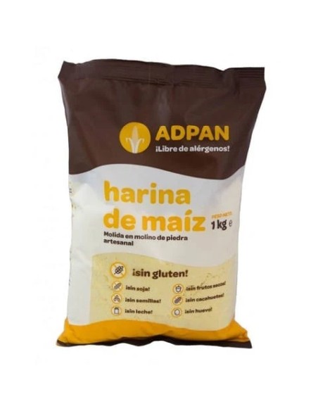Harina de maíz molida en molino de piedra 1 kg Adpan