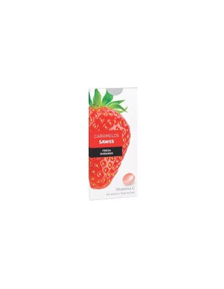 Caramelos balsám s/azúcar fresa vit c blister 22 gr Sawes