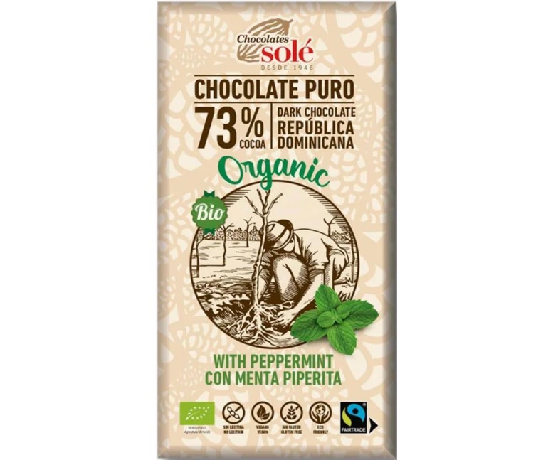 Chocolate negro 73% con menta eco sg 100 gr Chocolates Sole