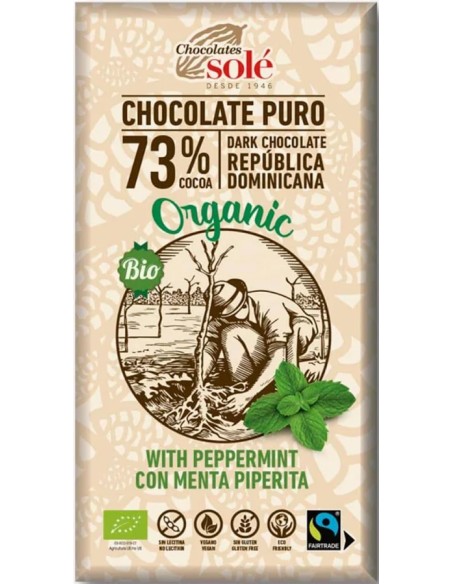 Chocolate negro 73% con menta eco sg 100 gr Chocolates Sole