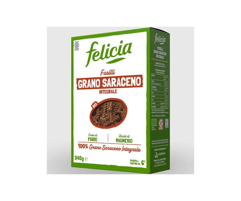 Fusilli de trigo sarraceno integral bio sg 250 gr Felicia