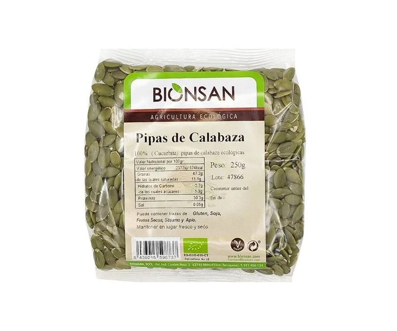 Pipas de calabaza cucurbita eco 250 gr Bionsan
