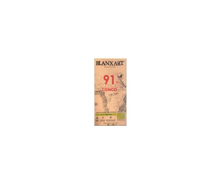 Chocolate negro 91% congo eco 75 gr Blanxart