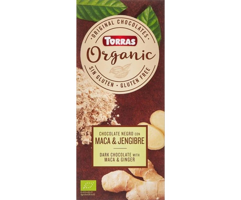 Chocolate negro con maca-jengibre bio sg 100 gr Torras
