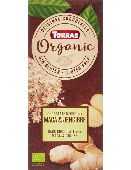 Chocolate negro con maca-jengibre bio sg 100 gr Torras