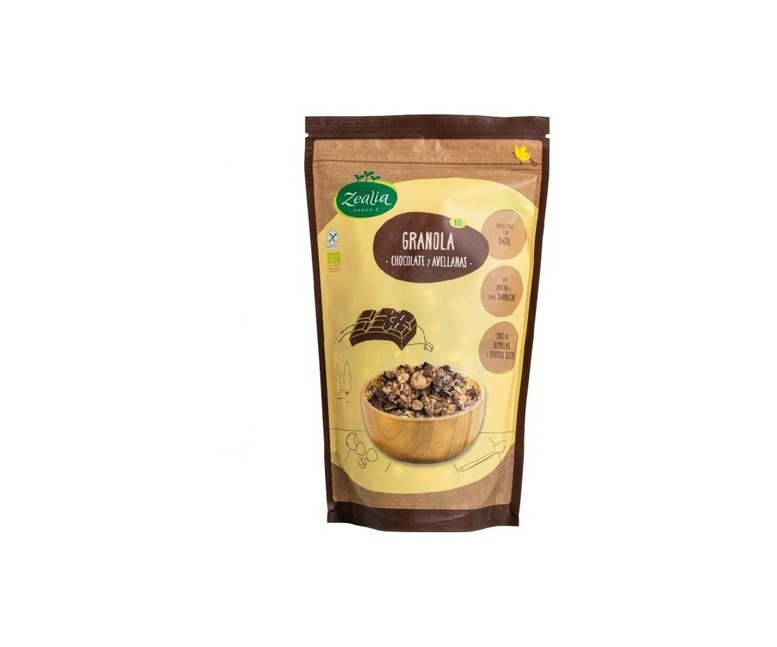 Granola de chocolate y avellanas bio sin gluten 300 g Zealia