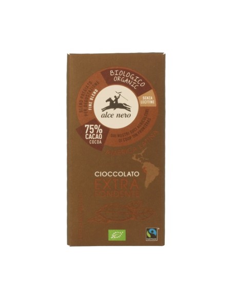 Chocolate con 75% de Cacao 100 g Alce Nero