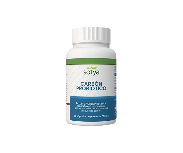 Carbón probiótico (salud gastrointestinal) 90 cápsulas vegetales de 550mg Sotya