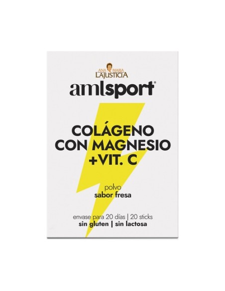 amlsport® colágeno con magnesio 20 sticks de 5g (Fresa) Ana Maria Lajusticia®