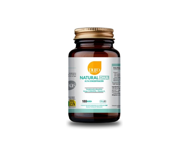 Natural DHA Alta Concentración 180 perlas Puro Omega