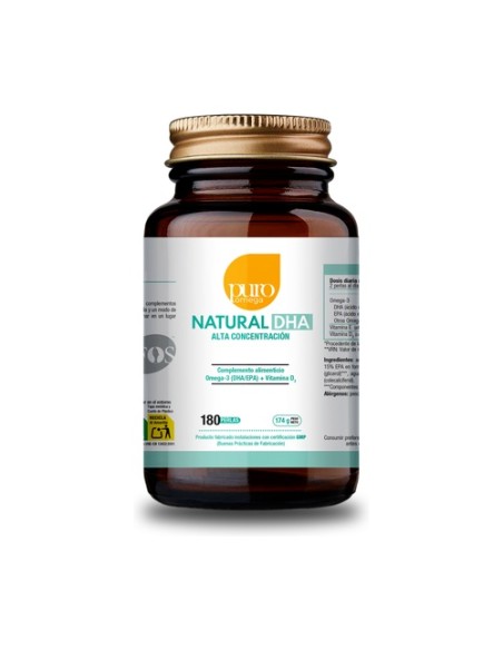 Natural DHA Alta Concentración 180 perlas Puro Omega