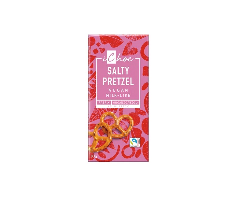Salty pretzel - Chocolate vegano con crujientes trocitos de Pretzel 80 g ichoc