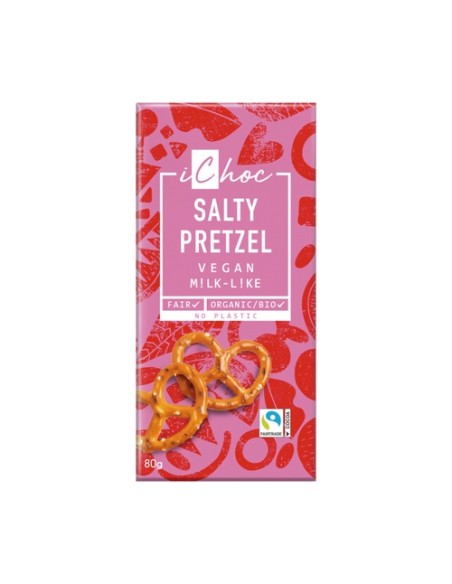 Salty pretzel - Chocolate vegano con crujientes trocitos de Pretzel 80 g ichoc