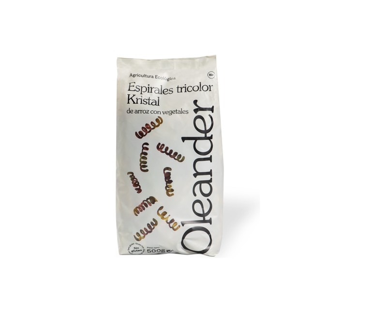 Espirales tricolor Kristal de arroz con vegetales bio 500 g Oleander