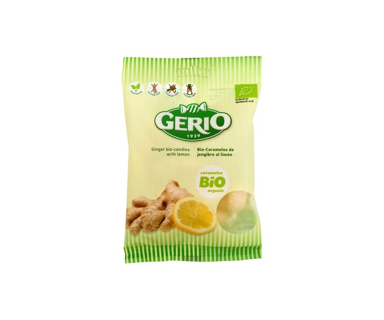 Caramelo de jengibre limón Bio sin gluten 75 g (Limón - Jengibre) Gerio