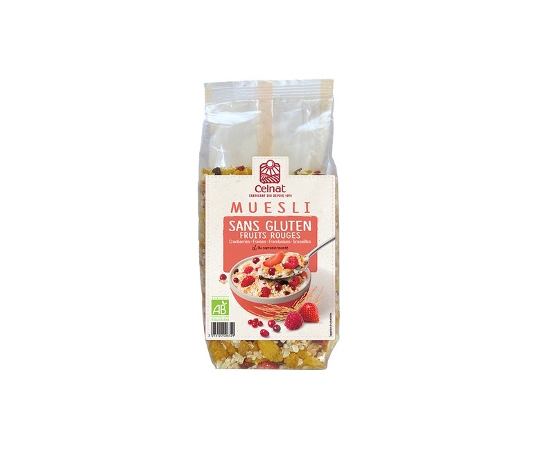 Muesli de frutos rojos Bio sin gluten 375 g (Frutos rojos) Celnat