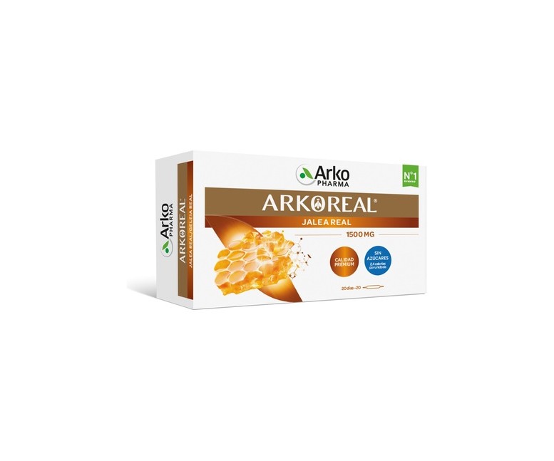 Arkoreal Jalea real fresca sin azúcar 20 ampollas de 15ml (1500mg) Arkopharma