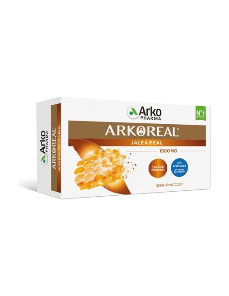 Arkoreal Jalea real fresca sin azúcar 20 ampollas de 15ml (1500mg) Arkopharma