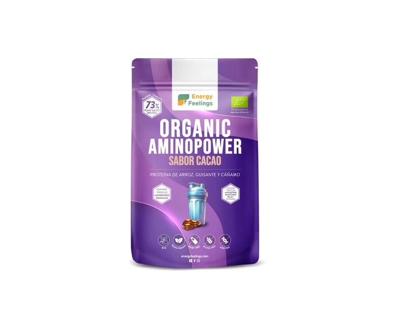 Organic Amino Power Eco 73% de Proteínas XL Pack (Sabor Chocolate) 500 g (Chocolate) Energy Feelings