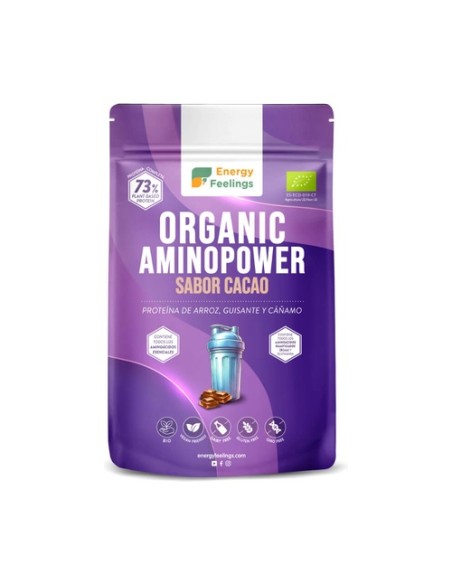 Organic Amino Power Eco 73% de Proteínas XL Pack (Sabor Chocolate) 500 g (Chocolate) Energy Feelings