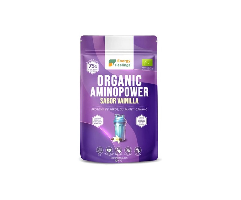 Organic Aminopower supershake 75% proteína vegetal 500 g de polvo (Vainilla) Energy Feelings