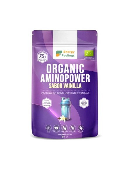 Organic Aminopower supershake 75% proteína vegetal 500 g de polvo (Vainilla) Energy Feelings