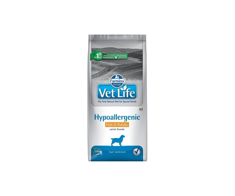 Vet life hypoallergenic pescado y patata para perros 12 kg (Pescado) Farmina