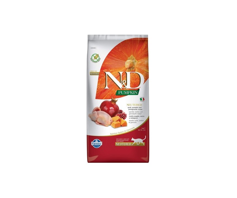 Comida para gatos N&D esterilizados codorniz y calabaza 5 kg Farmina