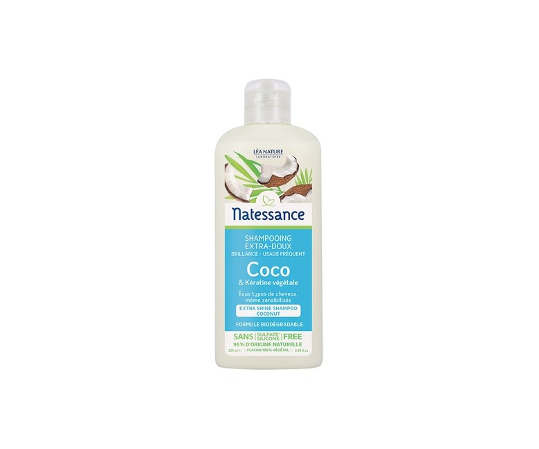 Champú uso frecuente de coco y queratina vegetal 250 ml Natessance