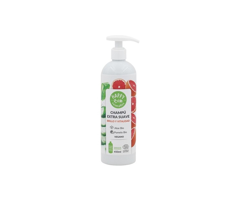 Champú extra suave brillo y vitalidad Bio 450 ml (Aloe Vera - Pomelo) Happy Bio