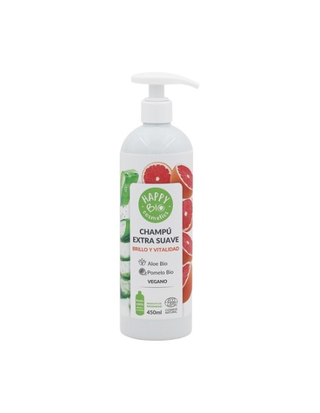 Champú extra suave brillo y vitalidad Bio 450 ml (Aloe Vera - Pomelo) Happy Bio