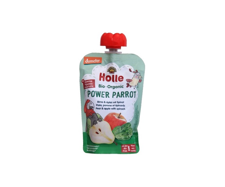 Smoothie power parrot pera y espinacas Bio 6m+ 100 g (Pera - Espinacas) Holle