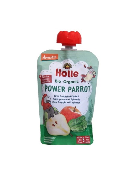 Smoothie power parrot pera y espinacas Bio 6m+ 100 g (Pera - Espinacas) Holle