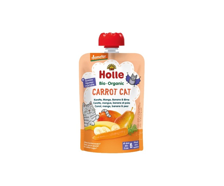 Smoothie de zanahoria con mango, plátano y pera Bio 6m+ 90 g Holle
