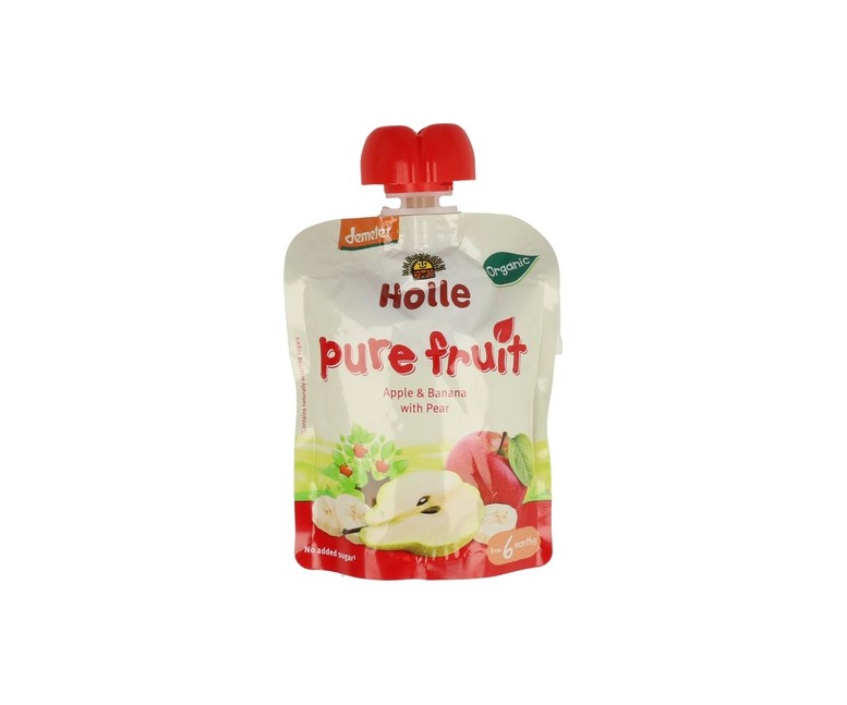 Smoothie de manzana, plátano y pera Bio 6m+ 100 g Holle