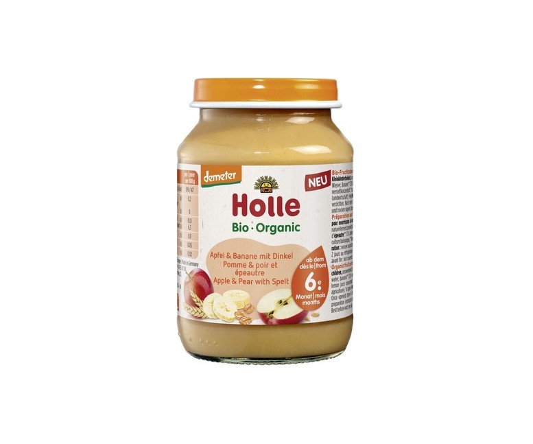 Tarrito de Manzana plátano con espelta 6m+ 190 g Holle