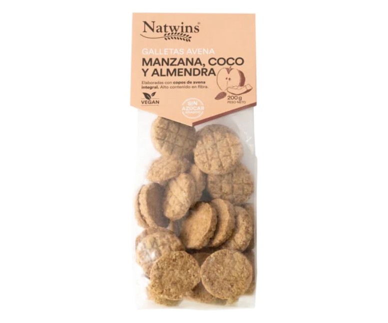Galletas de avena manzana coco y almendra 200 gr NS