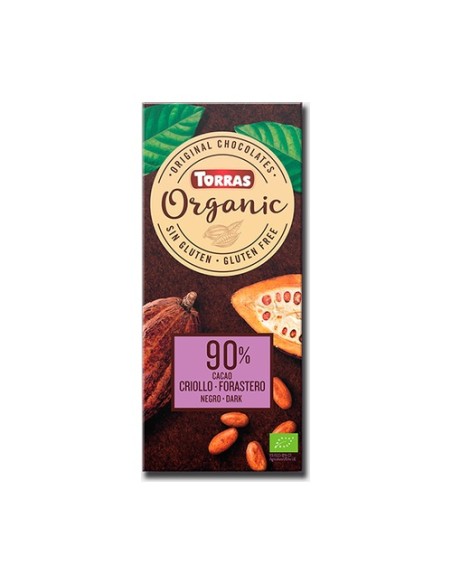 Chocolate negro 90% cacao criollo forastero 100 g (Chocolate - Cacao) Torras