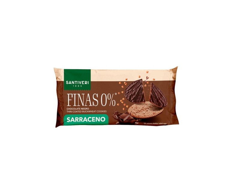 Galleta fina 0% bañada sarraceno 90 g (Chocolate) Santiveri