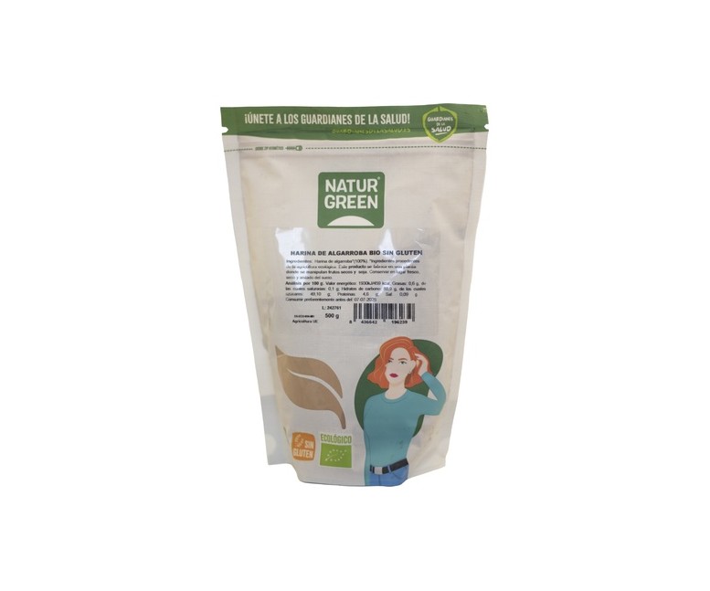 Harina de algarroba Bio (sin gluten) 500 g de polvo NaturGreen